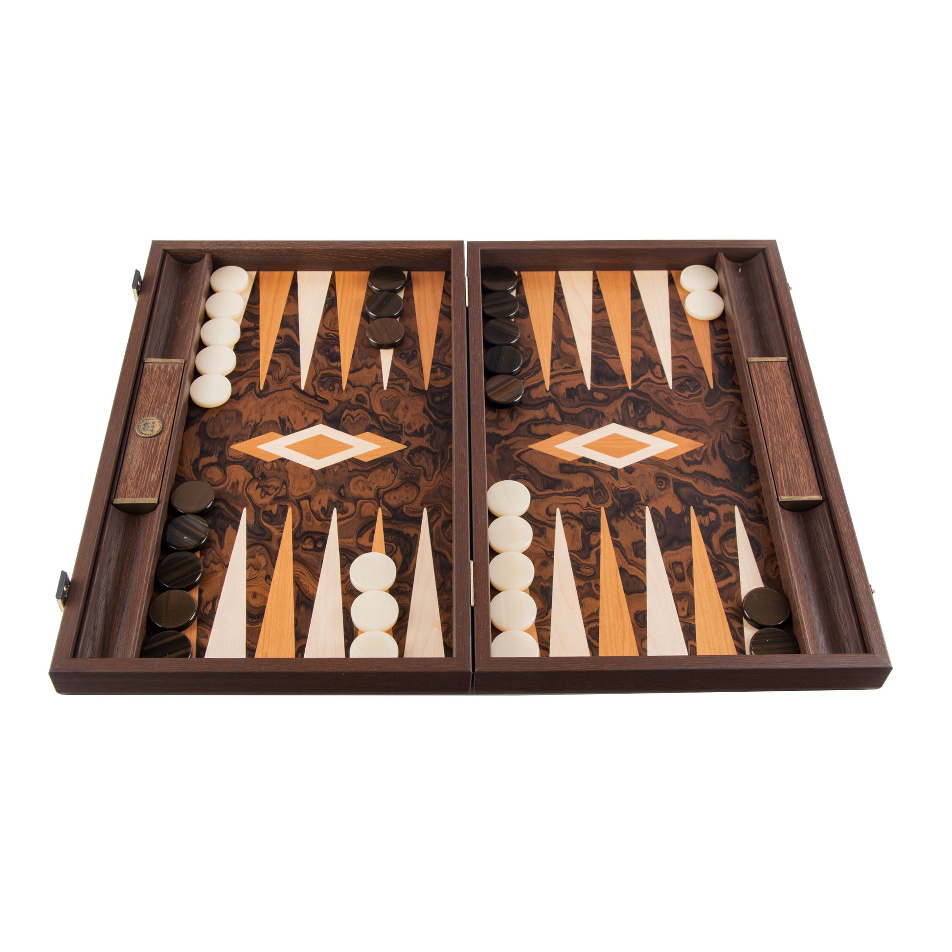 Premium Handcrafted California Walnut Burl Backgammon Set - Premium Backgammon from MANOPOULOS Chess & Backgammon - Just €225! Shop now at MANOPOULOS Chess & Backgammon