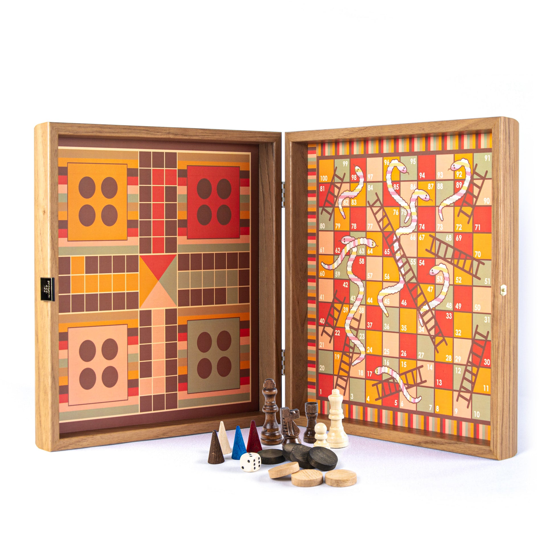 Rainbow 4-in-1 Combo Game Set: Chess, Backgammon, Ludo & Snakes - Premium Combo Games from MANOPOULOS Chess & Backgammon - Just €71.50! Shop now at MANOPOULOS Chess & Backgammon