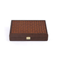 Luxury Brown Leather Knitted Wooden Case with Plastic-Coated Playing Cards - Premium Playing Cards from MANOPOULOS Chess & Backgammon - Just €48! Shop now at MANOPOULOS Chess & Backgammon