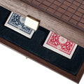 Luxury Brown Leather Knitted Wooden Case with Plastic-Coated Playing Cards - Premium Playing Cards from MANOPOULOS Chess & Backgammon - Just €48! Shop now at MANOPOULOS Chess & Backgammon