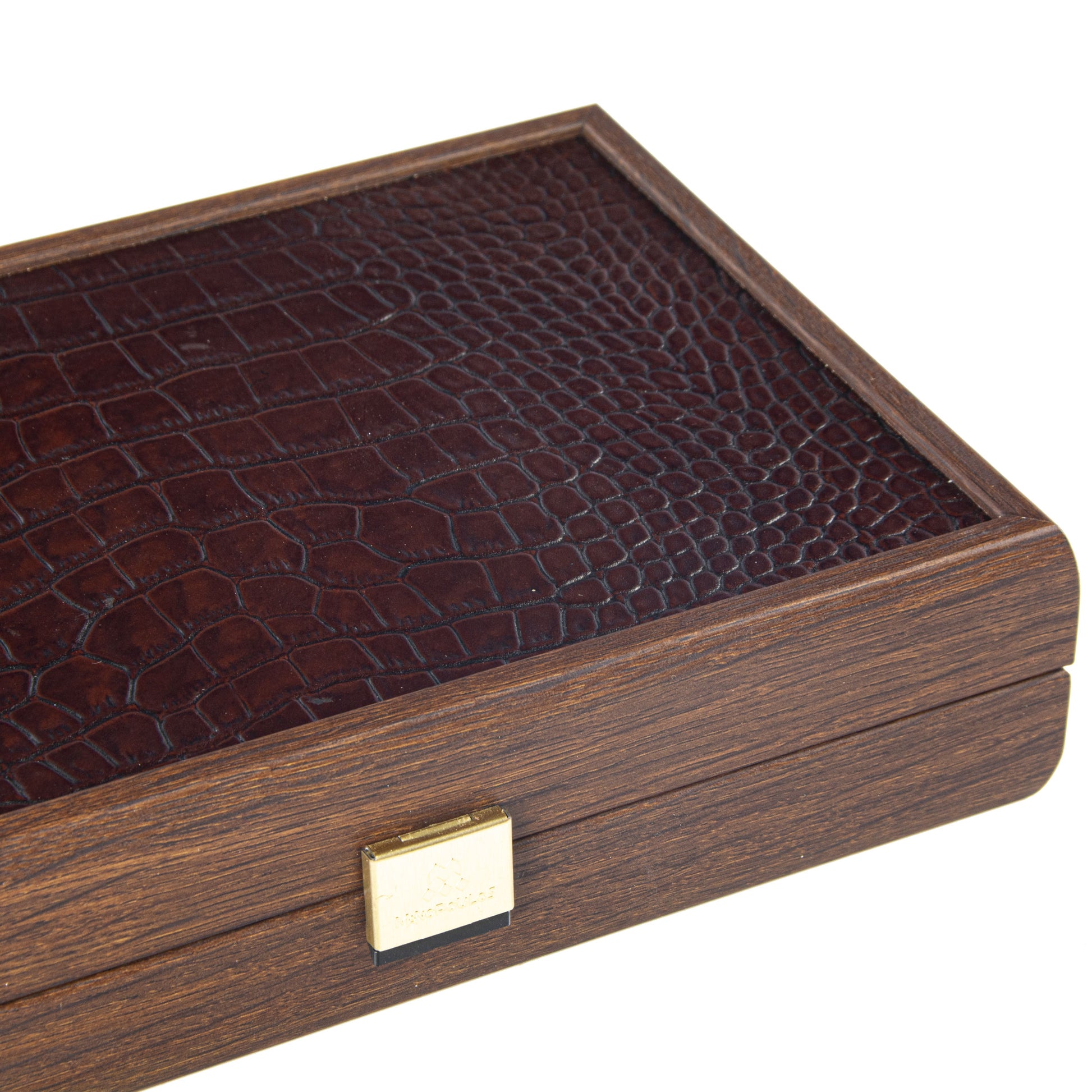 Luxury Plastic-Coated Playing Cards in Brown Leather Croc Tote & Wooden Case - Premium Playing Cards from MANOPOULOS Chess & Backgammon - Just €48! Shop now at MANOPOULOS Chess & Backgammon