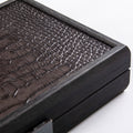 Luxury Plastic-Coated Playing Cards in Dark Grey Leather Croc Tote & Wooden Case - Premium Playing Cards from MANOPOULOS Chess & Backgammon - Just €48! Shop now at MANOPOULOS Chess & Backgammon
