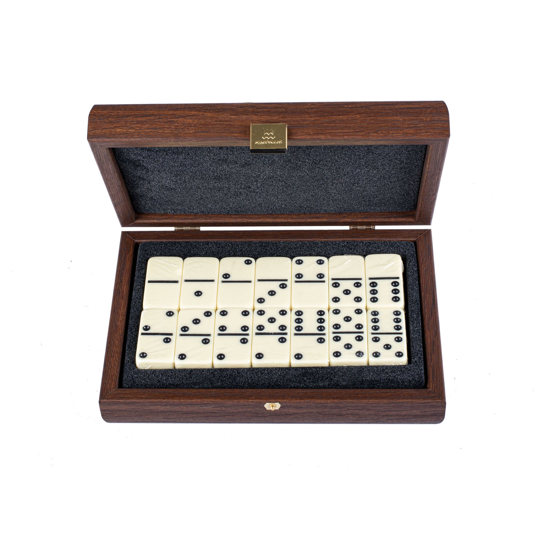 Premium Dominoes Set in Caramel Leatherette with Wooden Case - Premium Dominoes from MANOPOULOS Chess & Backgammon - Just €53.90! Shop now at MANOPOULOS Chess & Backgammon