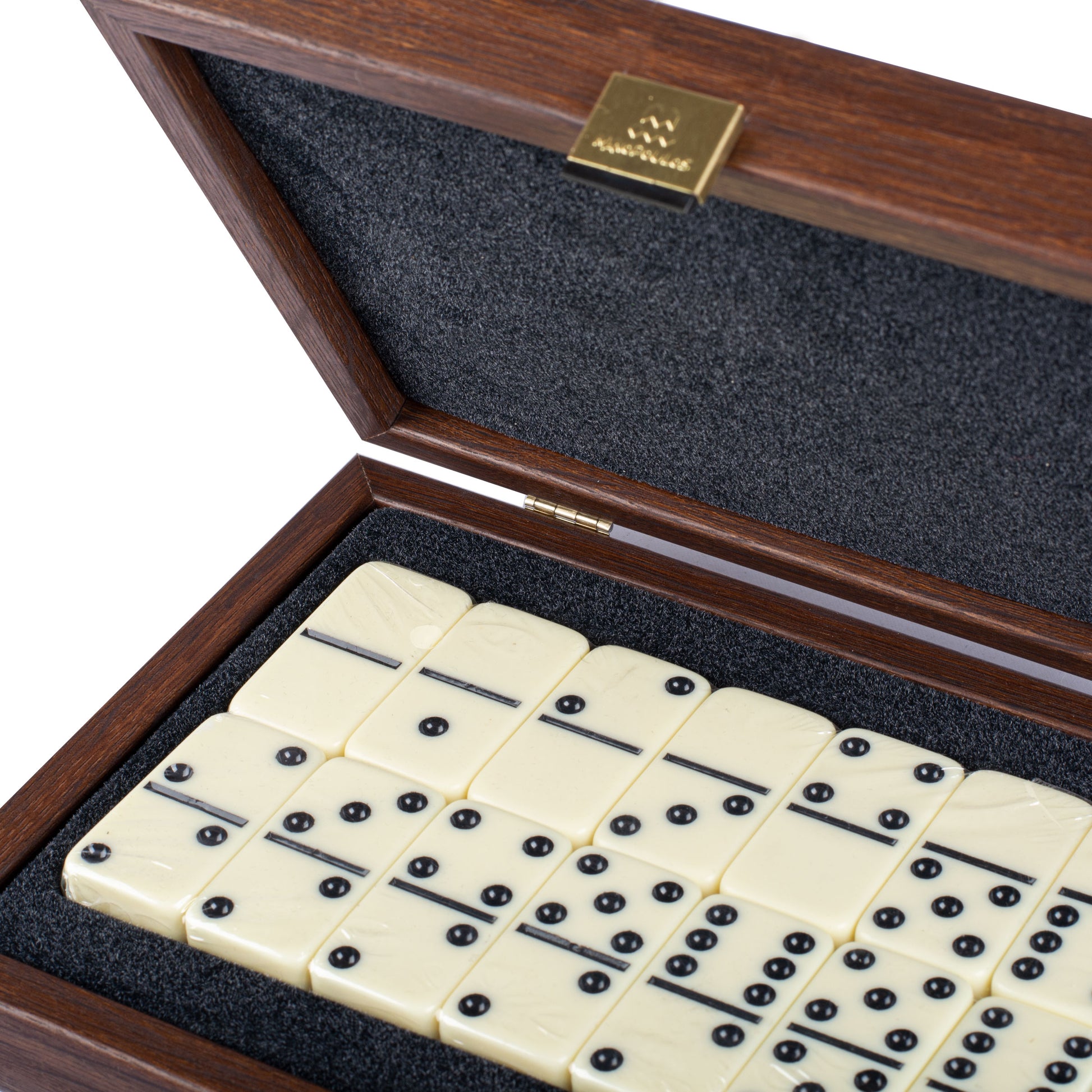 Premium Dominoes Set in Caramel Leatherette with Wooden Case - Premium Dominoes from MANOPOULOS Chess & Backgammon - Just €53.90! Shop now at MANOPOULOS Chess & Backgammon