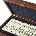Luxury Domino Set in Brown Knitted Leather with Wooden Case - Premium Dominoes from MANOPOULOS Chess & Backgammon - Just €62.50! Shop now at MANOPOULOS Chess & Backgammon