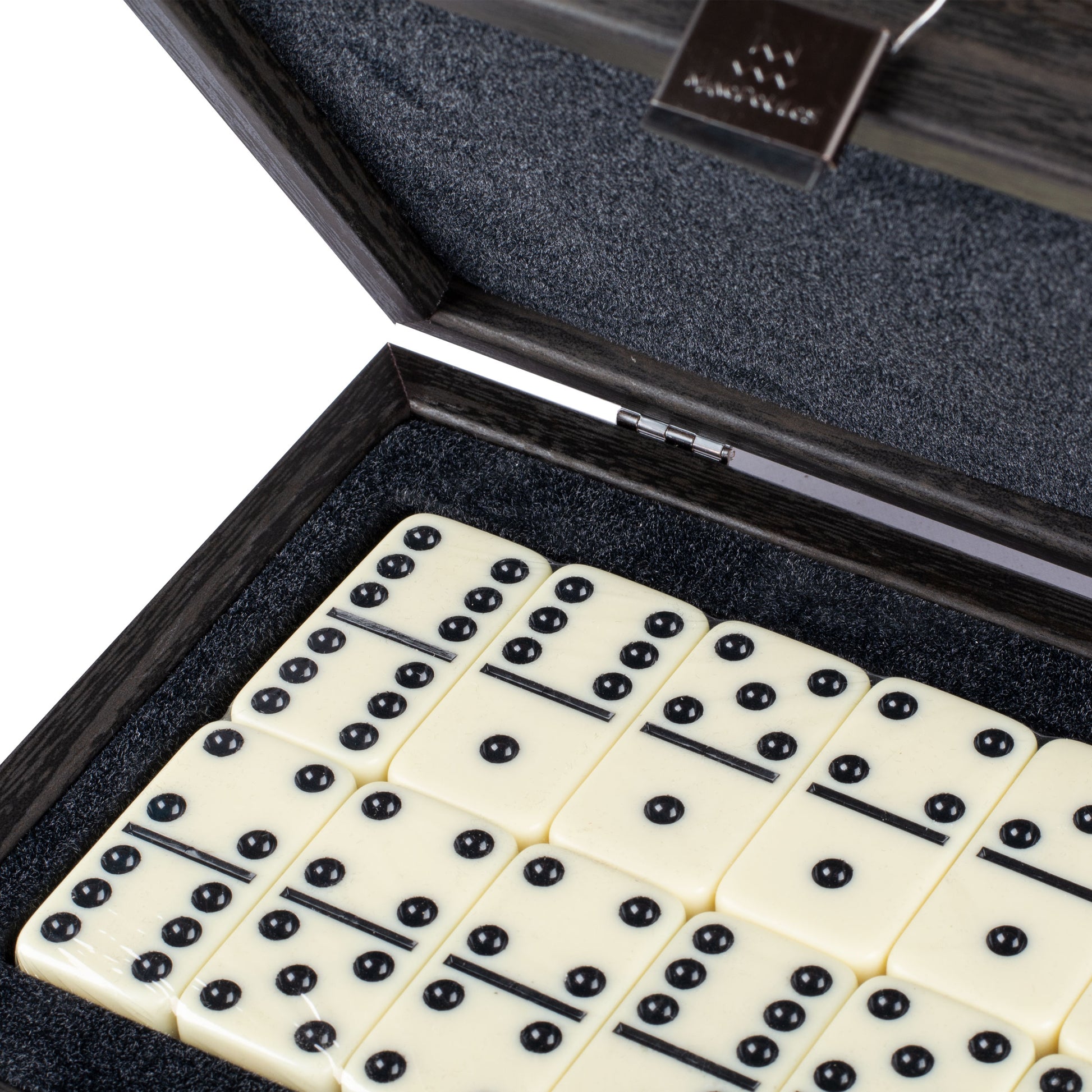 Premium Domino Set in Dark Grey Leather Croc Tote with Wooden Case - Premium Dominoes from MANOPOULOS Chess & Backgammon - Just €62.50! Shop now at MANOPOULOS Chess & Backgammon