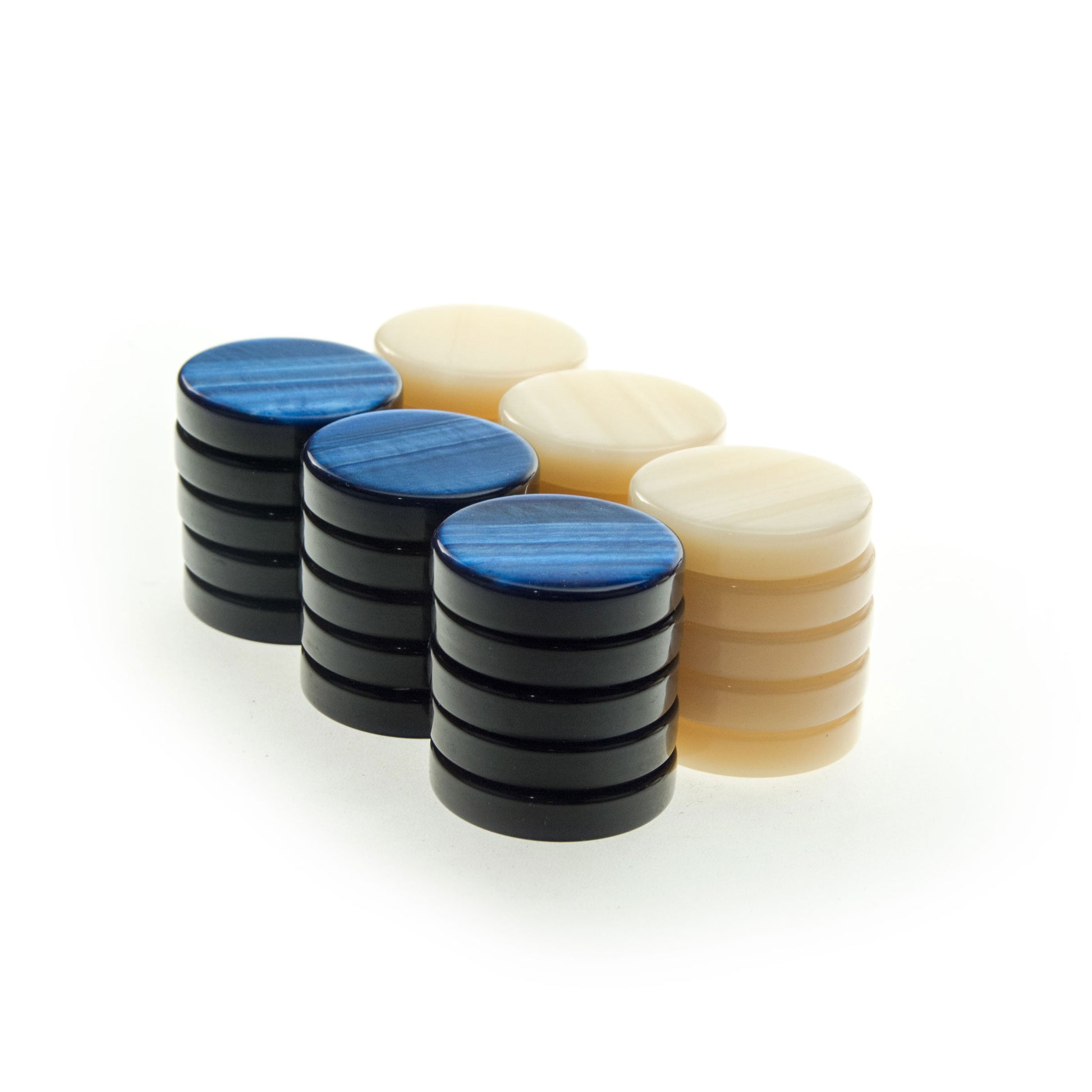 MOTHER OF PEARL ACRYLIC CHECKERS in blue color - Premium Backgammon from MANOPOULOS Chess & Backgammon - Just €20.50! Shop now at MANOPOULOS Chess & Backgammon