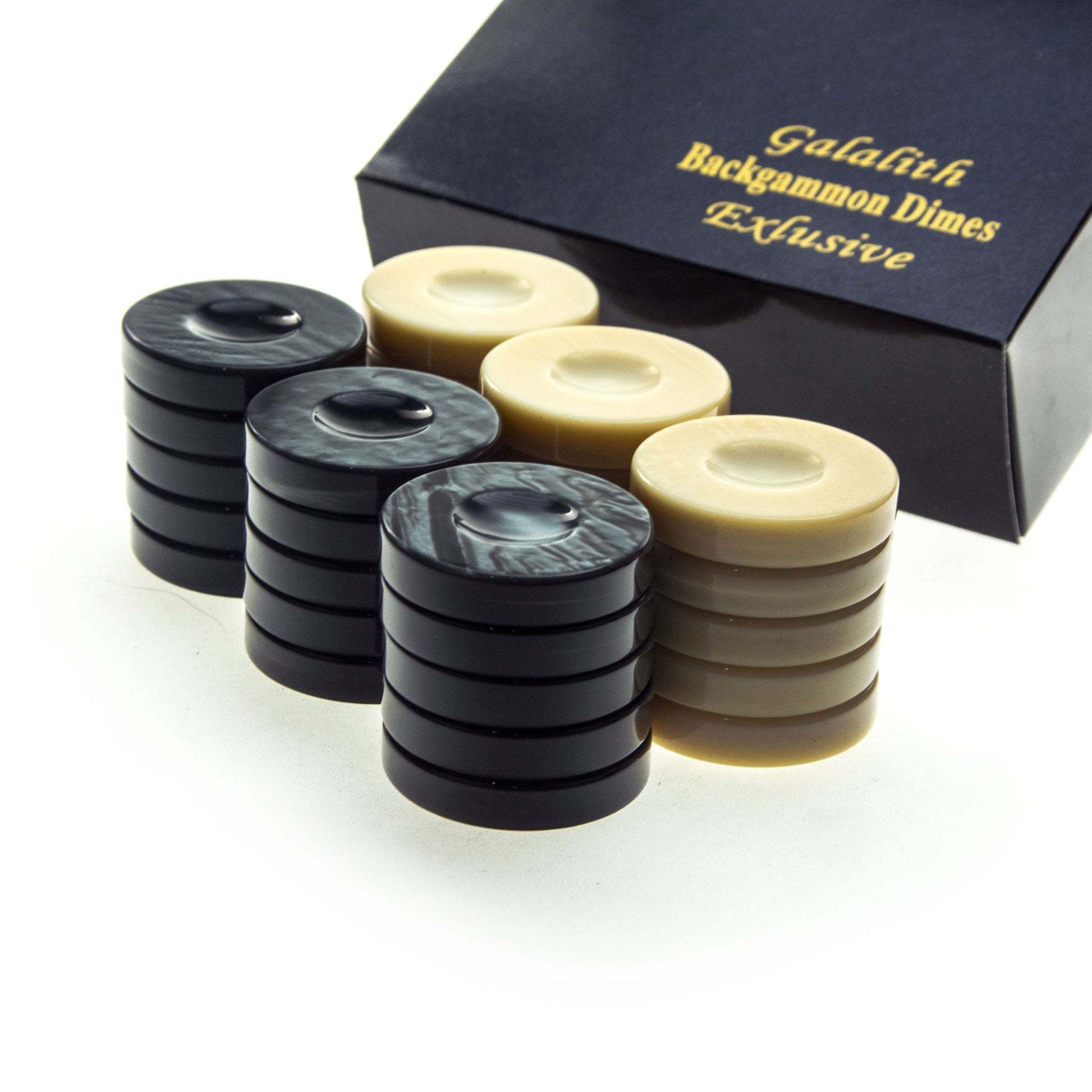 GALALITH CHECKERS in black color - Premium Backgammon from MANOPOULOS Chess & Backgammon - Just €79! Shop now at MANOPOULOS Chess & Backgammon