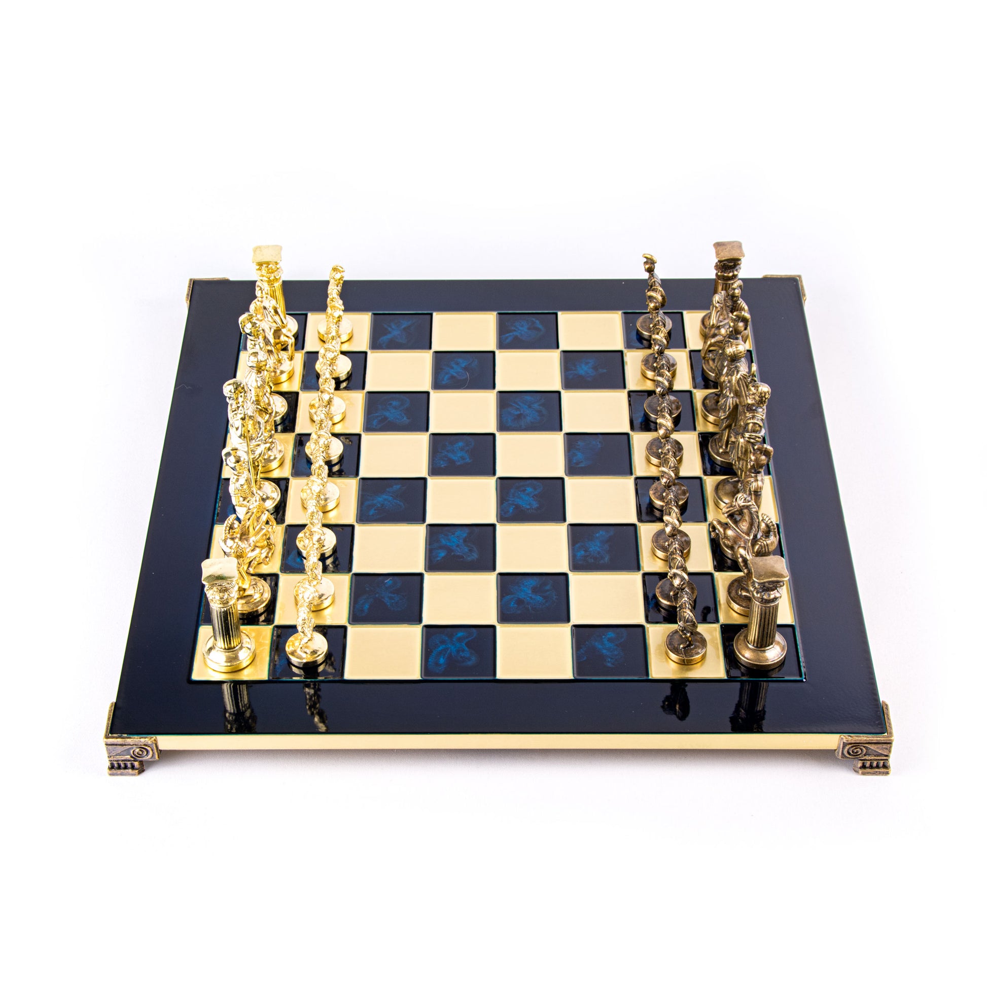 GREEK ROMAN PERIOD CHESS SET with gold/brown chessmen and bronze chessboard 44 x 44cm (Large) - Premium Chess from MANOPOULOS Chess & Backgammon - Just €275! Shop now at MANOPOULOS Chess & Backgammon