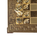 SPARTAN WARRIOR CHESS SET with gold/silver chessmen and Meander bronze chessboard 28 x 28cm (Small) - Premium Chess from MANOPOULOS Chess & Backgammon - Just €168! Shop now at MANOPOULOS Chess & Backgammon