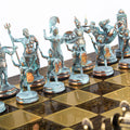 GREEK MYTHOLOGY CHESS SET with blue/brown chessmen and bronze chessboard 54 x 54cm (Extra Large) - Premium Chess from MANOPOULOS Chess & Backgammon - Just €585! Shop now at MANOPOULOS Chess & Backgammon