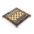 CYCLADIC ART SOLID BRASS CHESS SET with blue/brown chessmen and bronze chessboard 28 x 28cm (Small) - Premium Chess from MANOPOULOS Chess & Backgammon - Just €188.70! Shop now at MANOPOULOS Chess & Backgammon