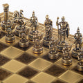 GREEK ROMAN PERIOD CHESS SET with blue/bronze chessmen and meander bronze chessboard 28 x 28cm (Small) - Premium Chess from MANOPOULOS Chess & Backgammon - Just €138! Shop now at MANOPOULOS Chess & Backgammon