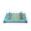 GREEK ROMAN PERIOD CHESS SET with blue/brown chessmen and bronze chessboard 28 x 28cm (Small) - Premium Chess from MANOPOULOS Chess & Backgammon - Just €163! Shop now at MANOPOULOS Chess & Backgammon
