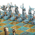 GREEK MYTHOLOGY CHESS SET with blue/brown chessmen and bronze chessboard 36 x 36cm (Medium) - Premium Chess from MANOPOULOS Chess & Backgammon - Just €210! Shop now at MANOPOULOS Chess & Backgammon