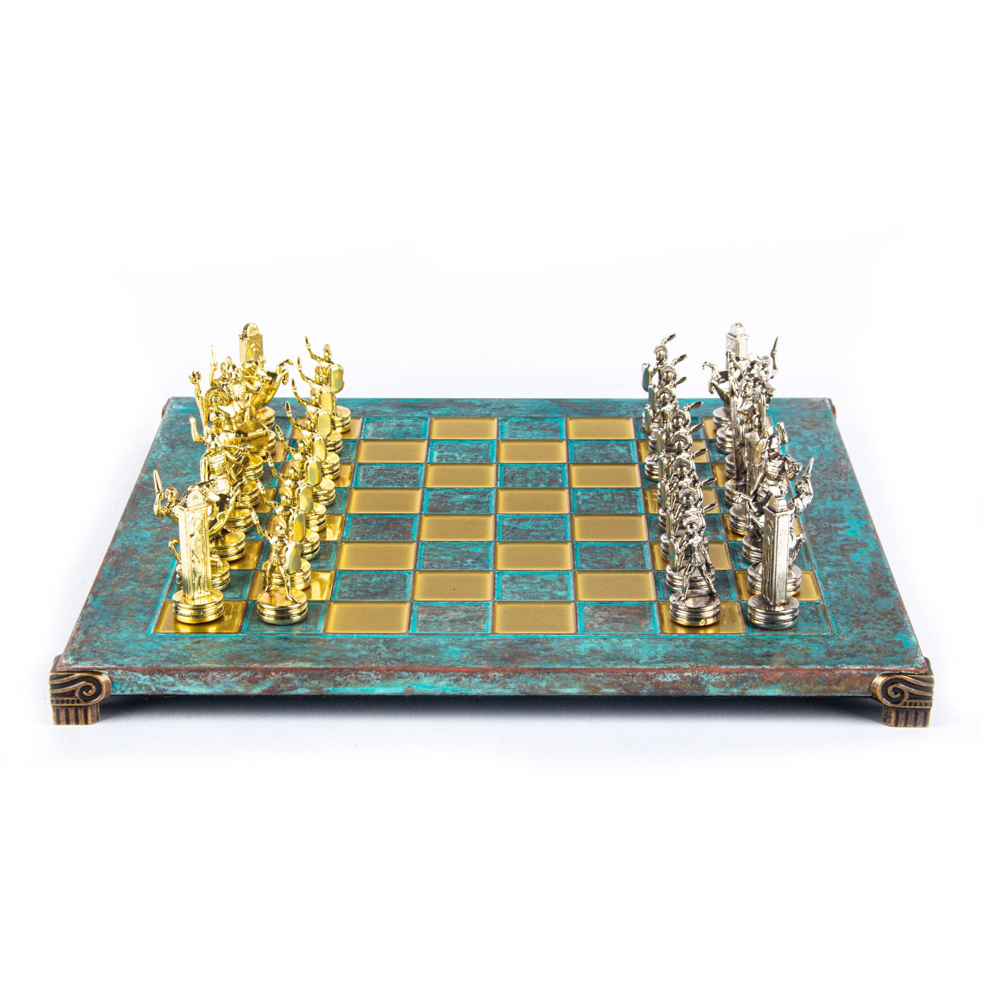 GREEK MYTHOLOGY CHESS SET with gold/silver chessmen and bronze chessboard 36 x 36cm (Medium) - Premium Chess from MANOPOULOS Chess & Backgammon - Just €210! Shop now at MANOPOULOS Chess & Backgammon