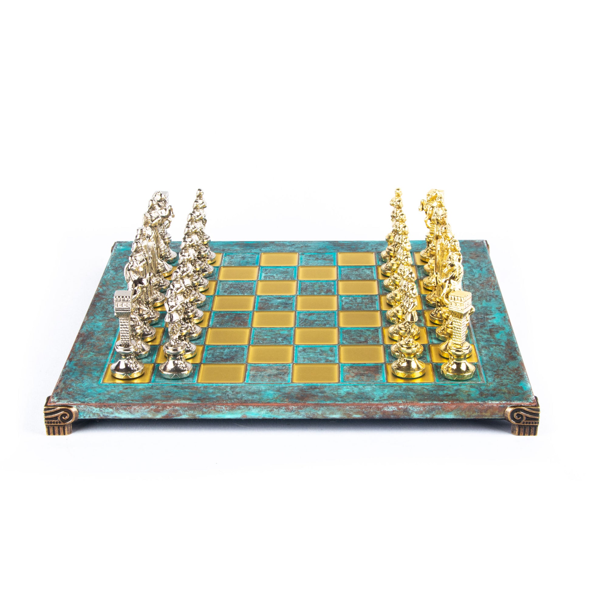 RENAISSANCE CHESS SET with gold/silver chessmen and bronze chessboard 36 x 36cm (Medium) - Premium Chess from MANOPOULOS Chess & Backgammon - Just €210! Shop now at MANOPOULOS Chess & Backgammon