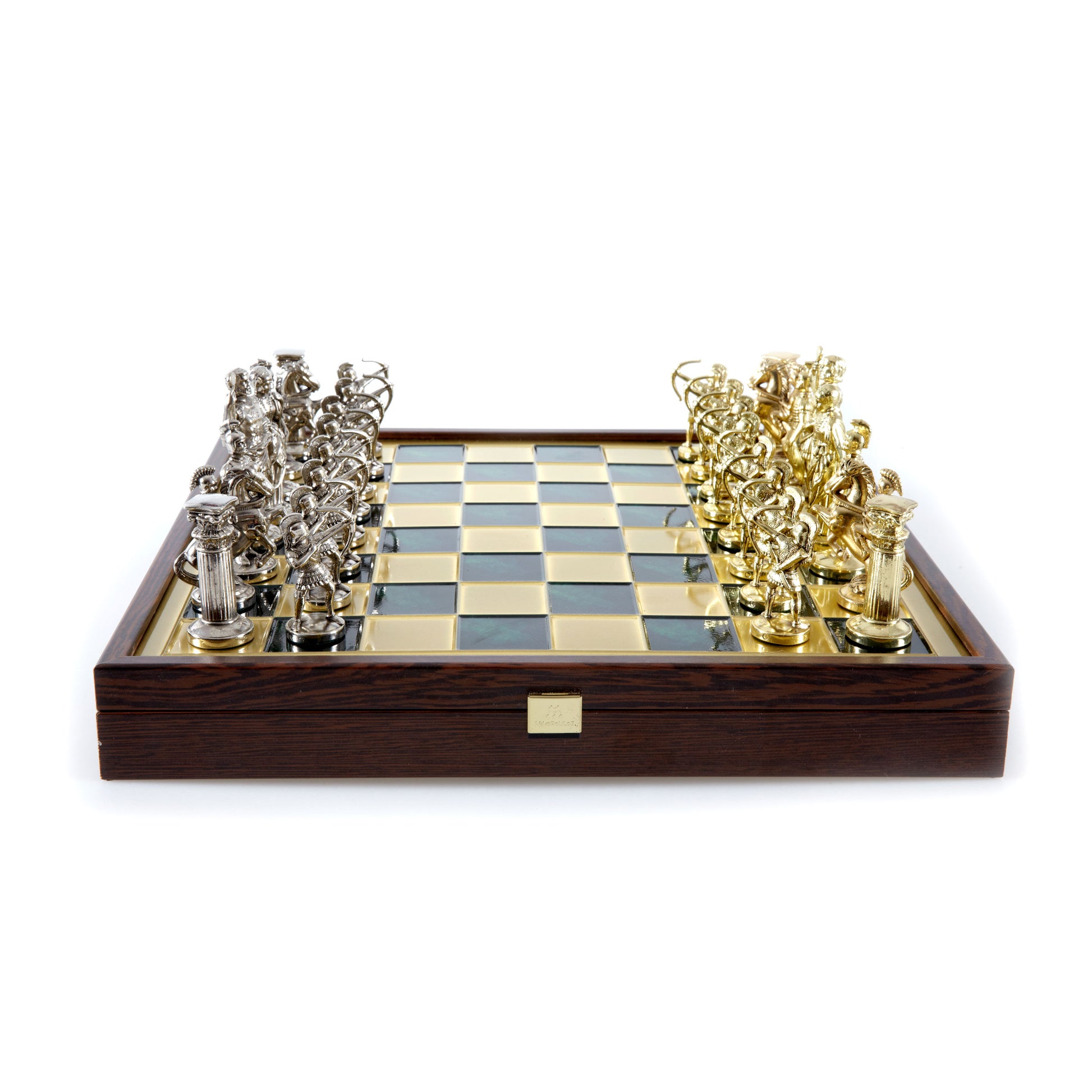 ARCHERS CHESS SET in wooden box with gold/silver chessmen and bronze chessboard (Large) - Premium Chess from MANOPOULOS Chess & Backgammon - Just €239! Shop now at MANOPOULOS Chess & Backgammon