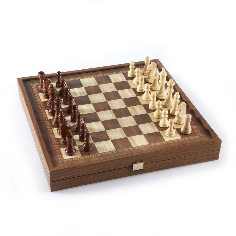 New Wooden Chess 2-in-1 Checkers Round Corner Fold Board Magnetic