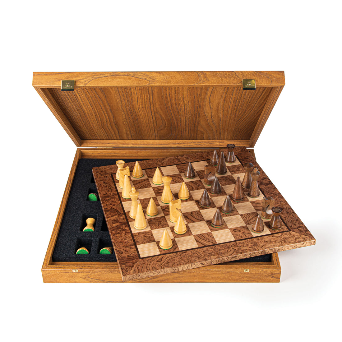 Handcrafted Walnut Burl Chess Set with Modern Chessmen - 40x40cm Board - Premium Chess from MANOPOULOS Chess & Backgammon - Just €240! Shop now at MANOPOULOS Chess & Backgammon