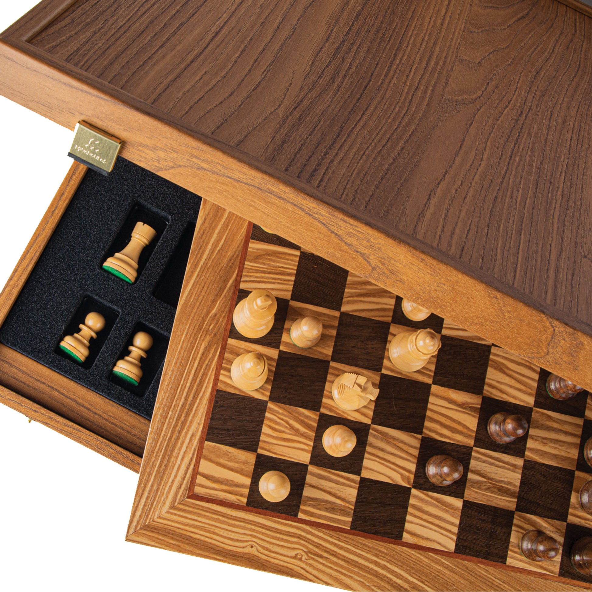 Olive Burl Chess Set - 50x50cm with Staunton Chessmen (9.5cm King) - Premium Chess from MANOPOULOS Chess & Backgammon - Just €240! Shop now at MANOPOULOS Chess & Backgammon