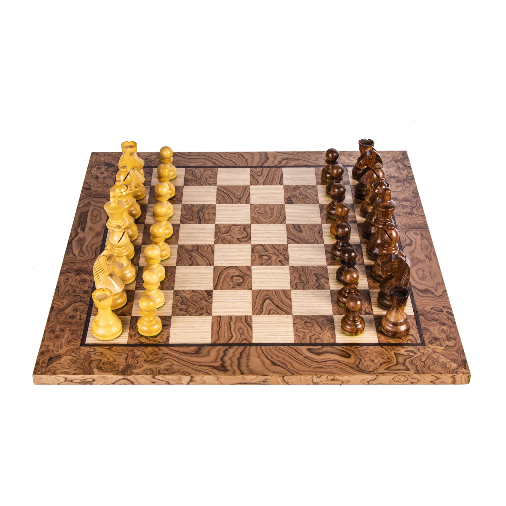 Walnut Burl Chess Set - 50x50cm with Staunton Chessmen (8.5cm King) - Premium Chess from MANOPOULOS Chess & Backgammon - Just €270! Shop now at MANOPOULOS Chess & Backgammon