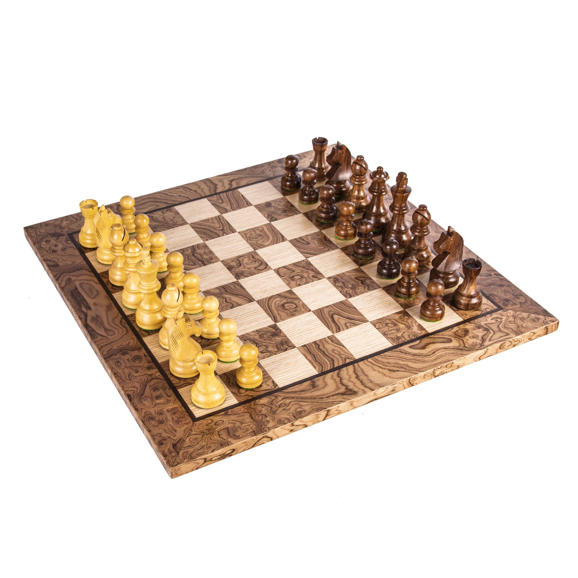 Walnut Burl Chess Set - 50x50cm with Staunton Chessmen (8.5cm King) - Premium Chess from MANOPOULOS Chess & Backgammon - Just €270! Shop now at MANOPOULOS Chess & Backgammon
