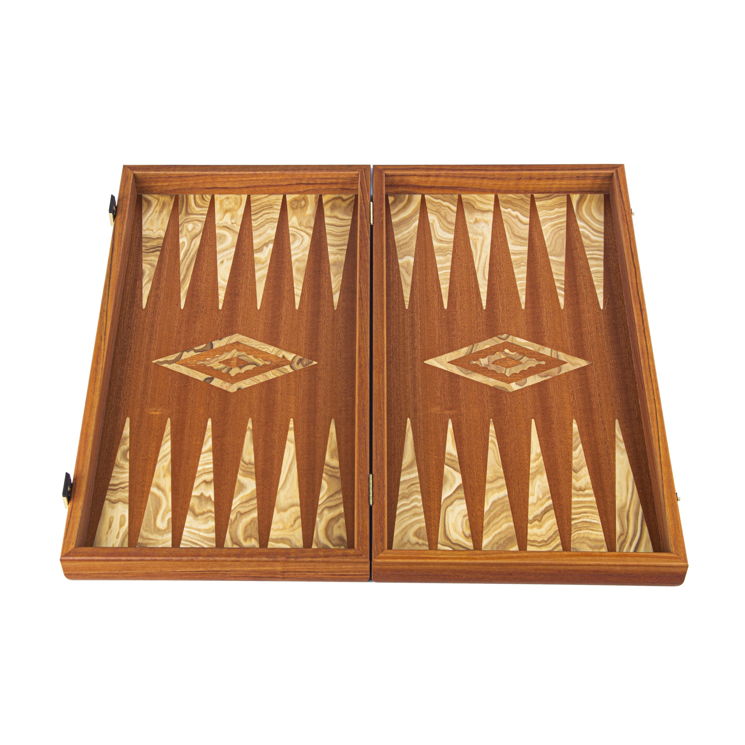 MAHOGANY & OLIVE WOOD Backgammon - MANOPOULOS Chess & Backgammon