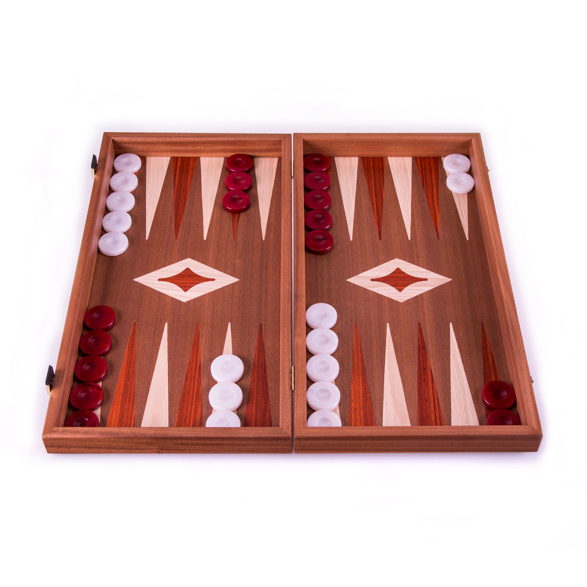 Handcrafted Mahogany Backgammon Set in Red - Premium Backgammon from MANOPOULOS Chess & Backgammon - Just €65! Shop now at MANOPOULOS Chess & Backgammon