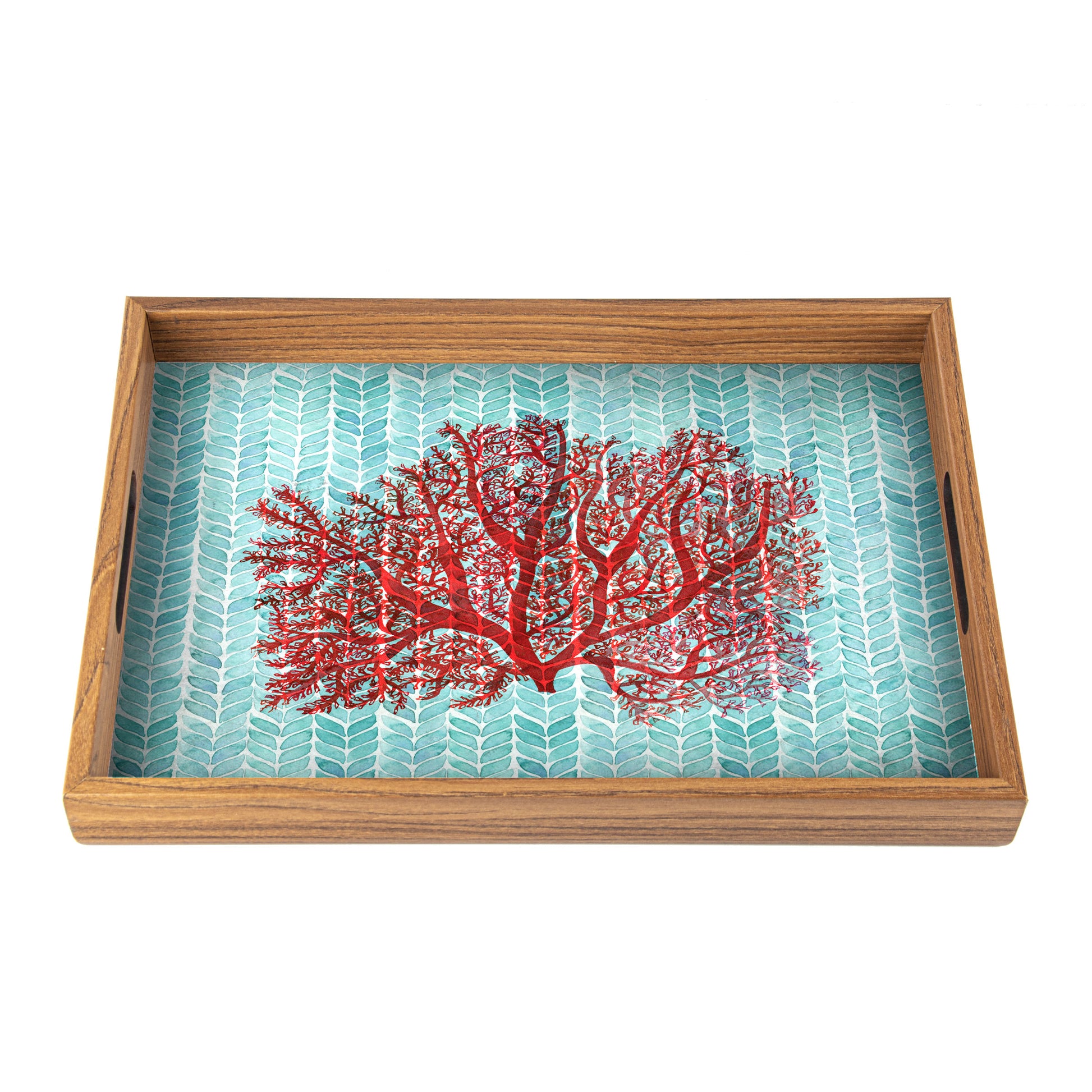 Handcrafted Wooden Tray with Coral Design - Elegant Coastal Home Decor - Premium Decorative Objects from MANOPOULOS Chess & Backgammon - Just €25! Shop now at MANOPOULOS Chess & Backgammon