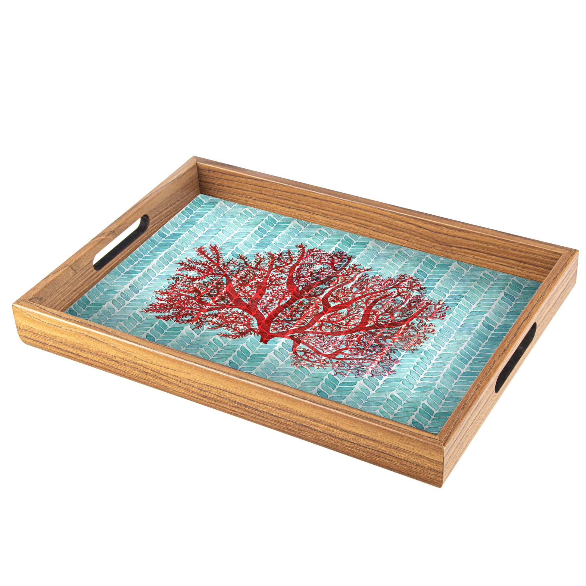 Handcrafted Wooden Tray with Coral Design - Elegant Coastal Home Decor - Premium Decorative Objects from MANOPOULOS Chess & Backgammon - Just €25! Shop now at MANOPOULOS Chess & Backgammon