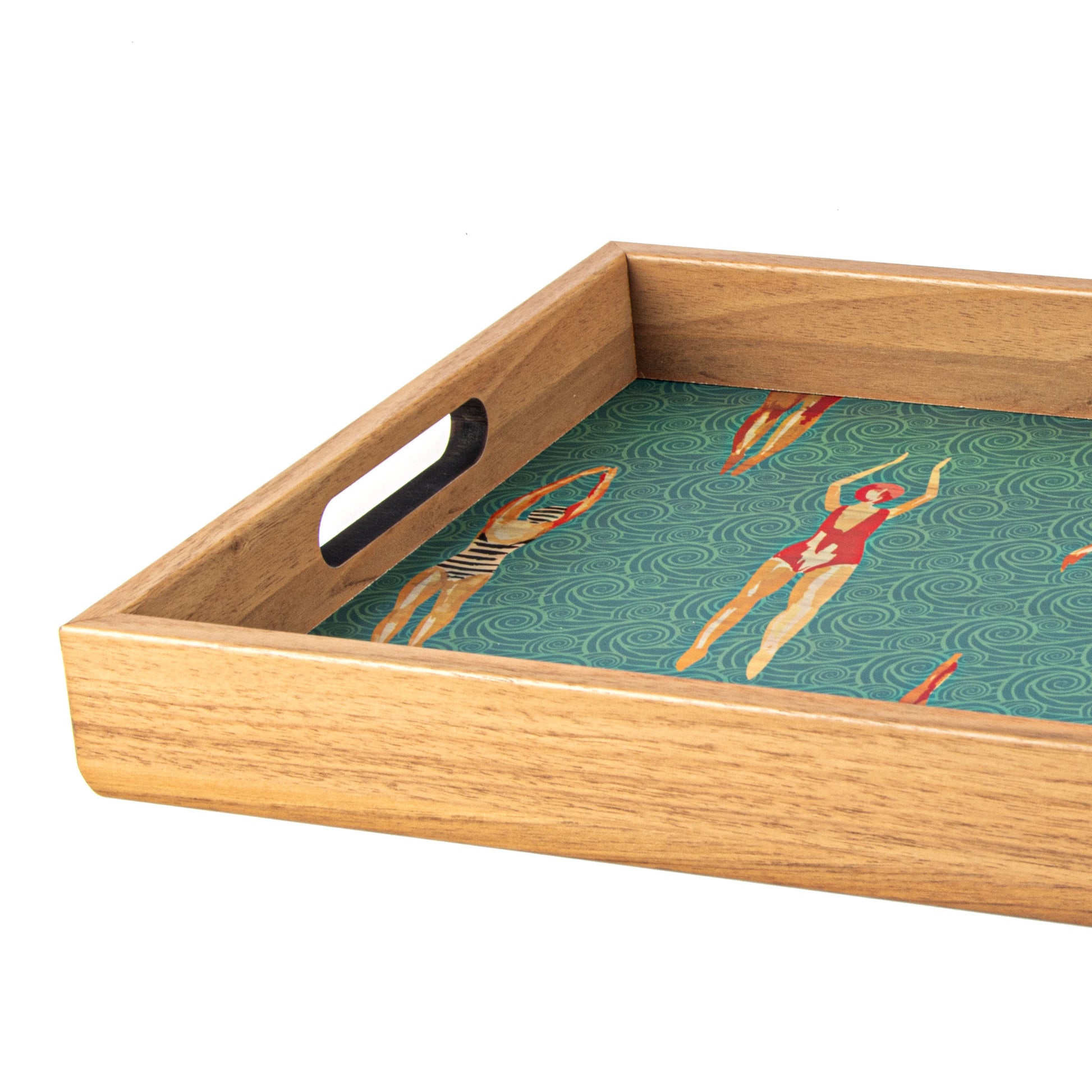 Handcrafted Wooden Tray with Swimmers Design - Artistic Home Decor - Premium Decorative Objects from MANOPOULOS Chess & Backgammon - Just €25! Shop now at MANOPOULOS Chess & Backgammon
