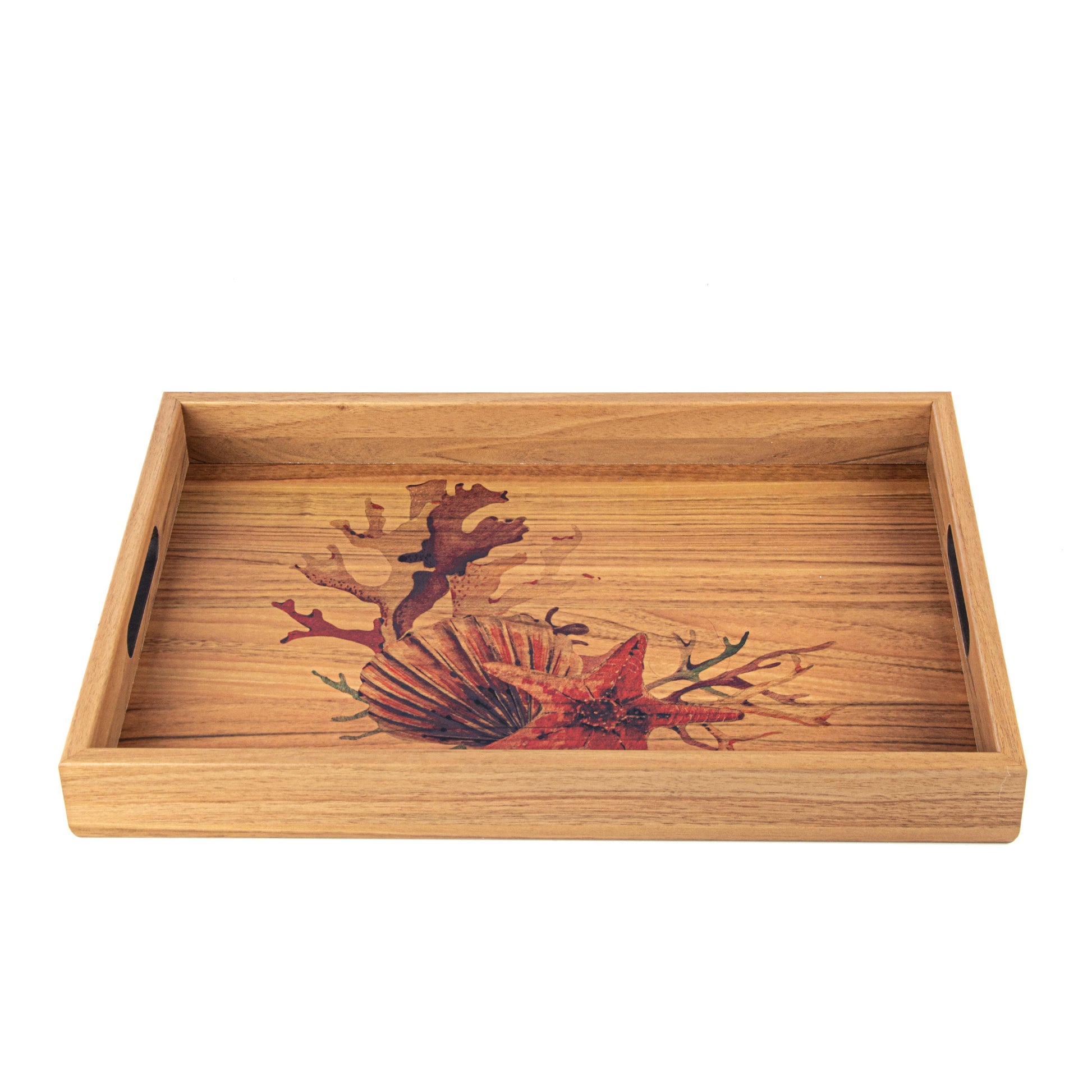 Artistic Wooden Tray with Sea Shell Printed Design - Luxury Game Room Decor - Premium Decorative Objects from MANOPOULOS Chess & Backgammon - Just €25! Shop now at MANOPOULOS Chess & Backgammon