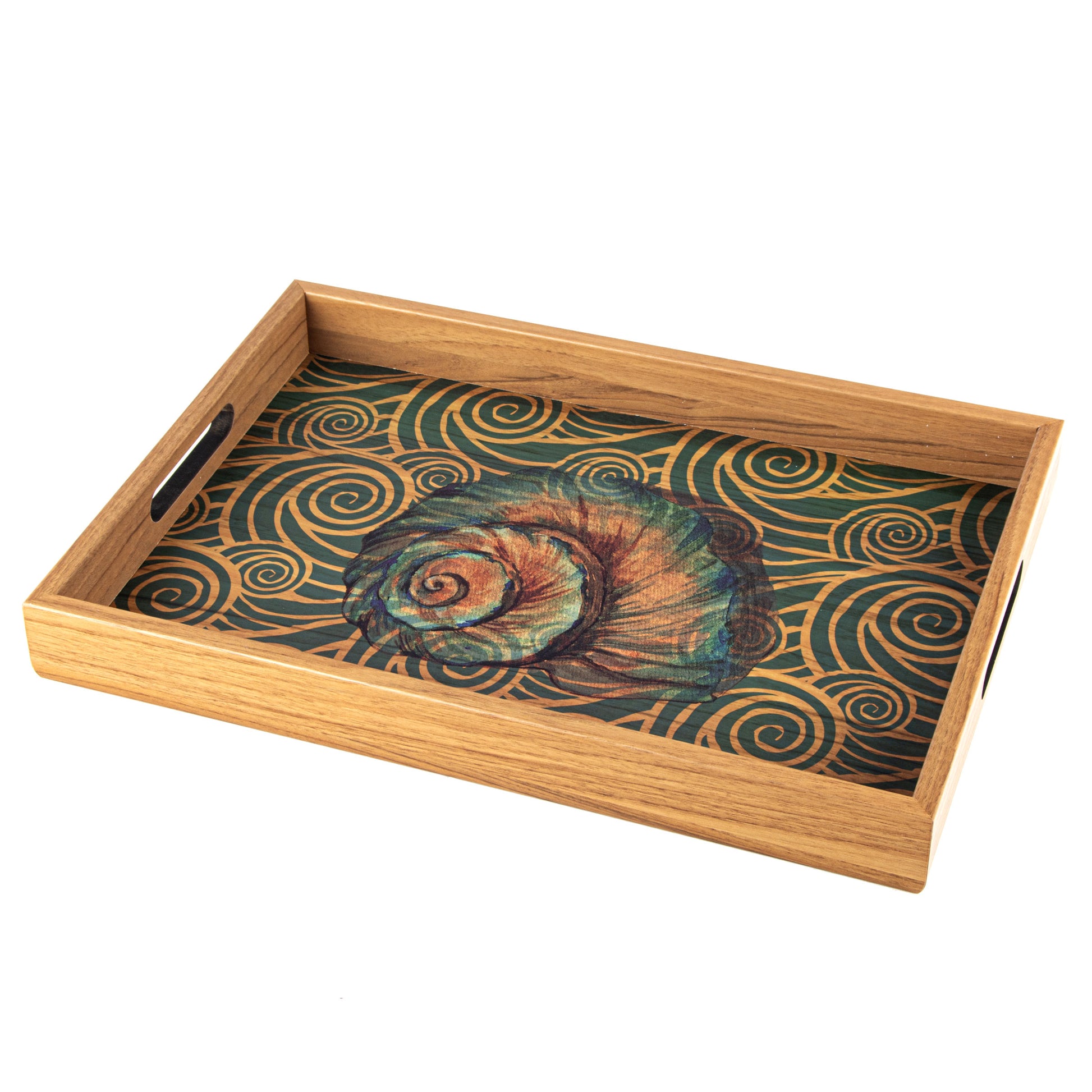 Elegant Wooden Tray with Ocean Printed Design - Luxury Game Room Decor - Premium Decorative Objects from MANOPOULOS Chess & Backgammon - Just €25! Shop now at MANOPOULOS Chess & Backgammon