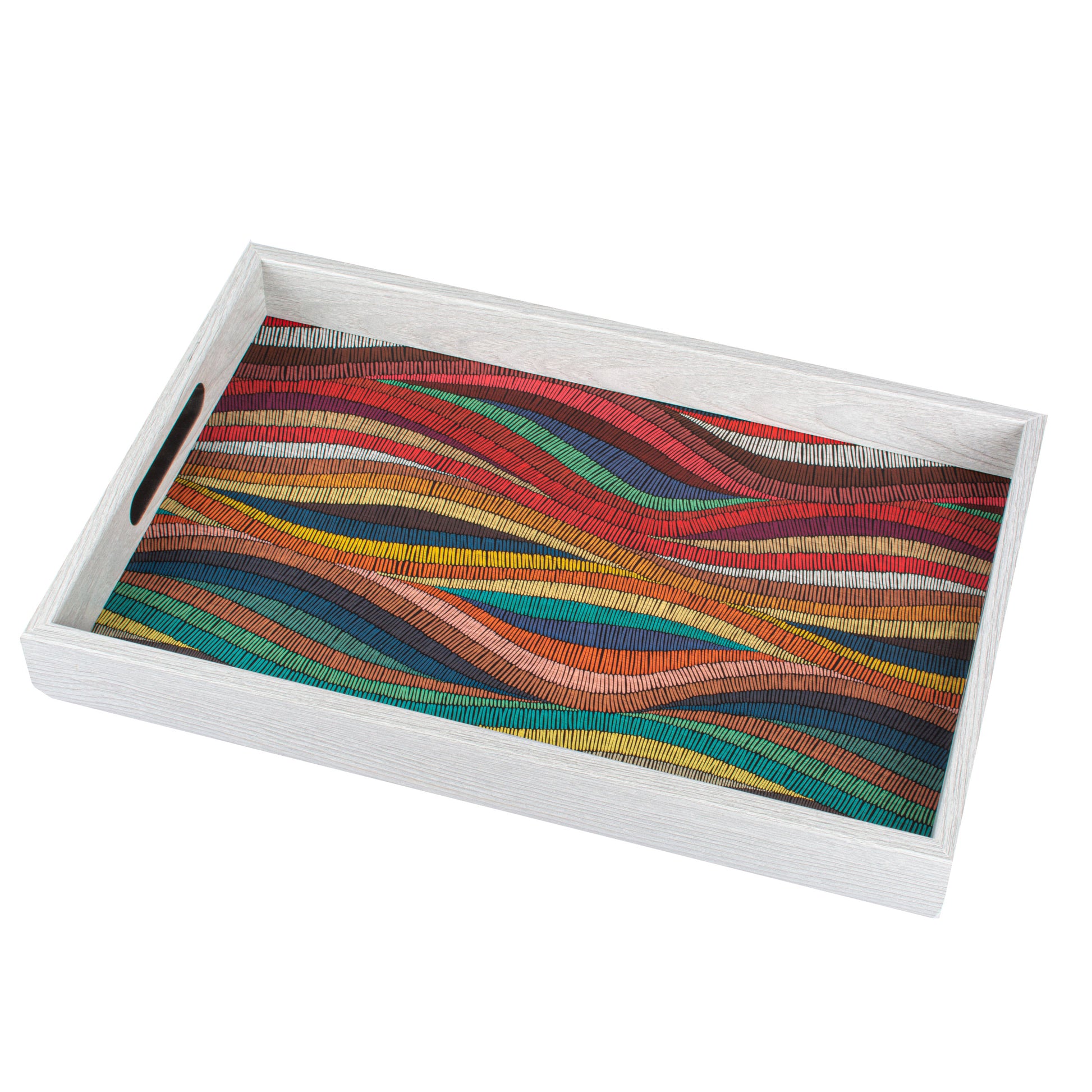 Artistic Wooden Tray with Colorful Waves Printed Design - Luxury Game Room Decor - Premium Decorative Objects from MANOPOULOS Chess & Backgammon - Just €25! Shop now at MANOPOULOS Chess & Backgammon