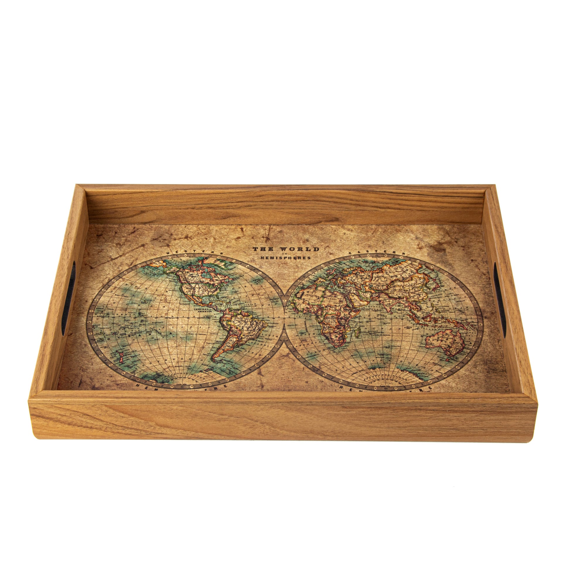 Handcrafted Wooden Tray with Map Design - Vintage Artistic Home Décor - Premium Decorative Objects from MANOPOULOS Chess & Backgammon - Just €25! Shop now at MANOPOULOS Chess & Backgammon
