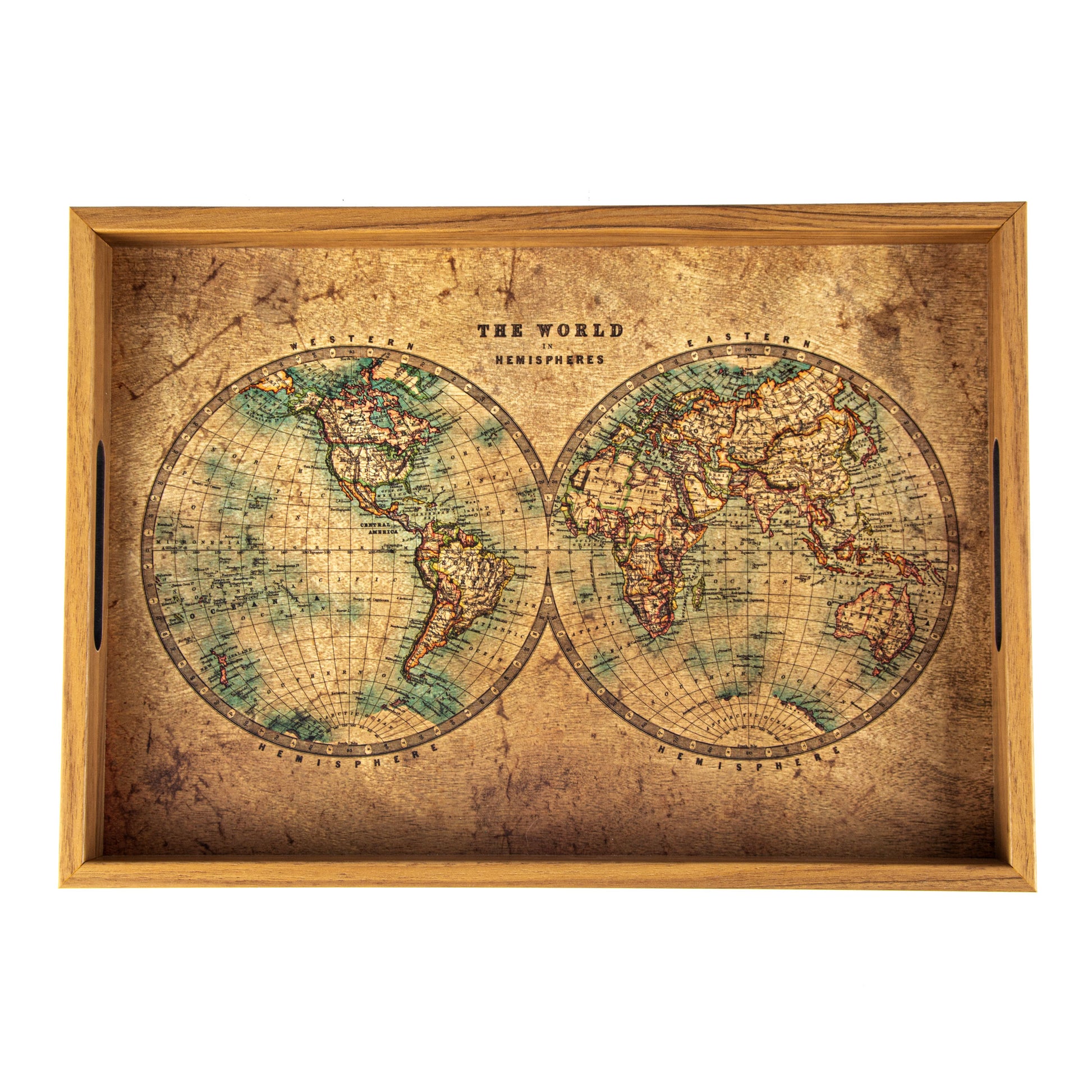 Handcrafted Wooden Tray with Map Design - Vintage Artistic Home Décor - Premium Decorative Objects from MANOPOULOS Chess & Backgammon - Just €25! Shop now at MANOPOULOS Chess & Backgammon