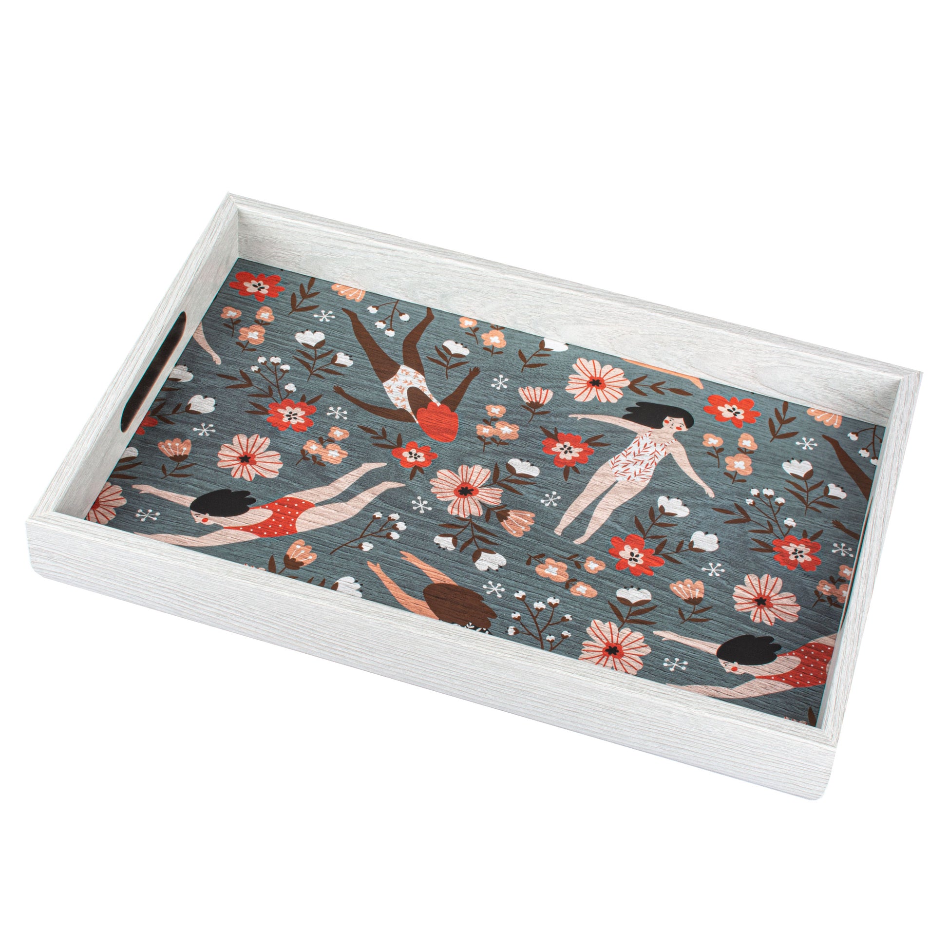 Stylish Wooden Tray with Female Swimmers Printed Design - Luxury Game Room Decor - Premium Decorative Objects from MANOPOULOS Chess & Backgammon - Just €25! Shop now at MANOPOULOS Chess & Backgammon