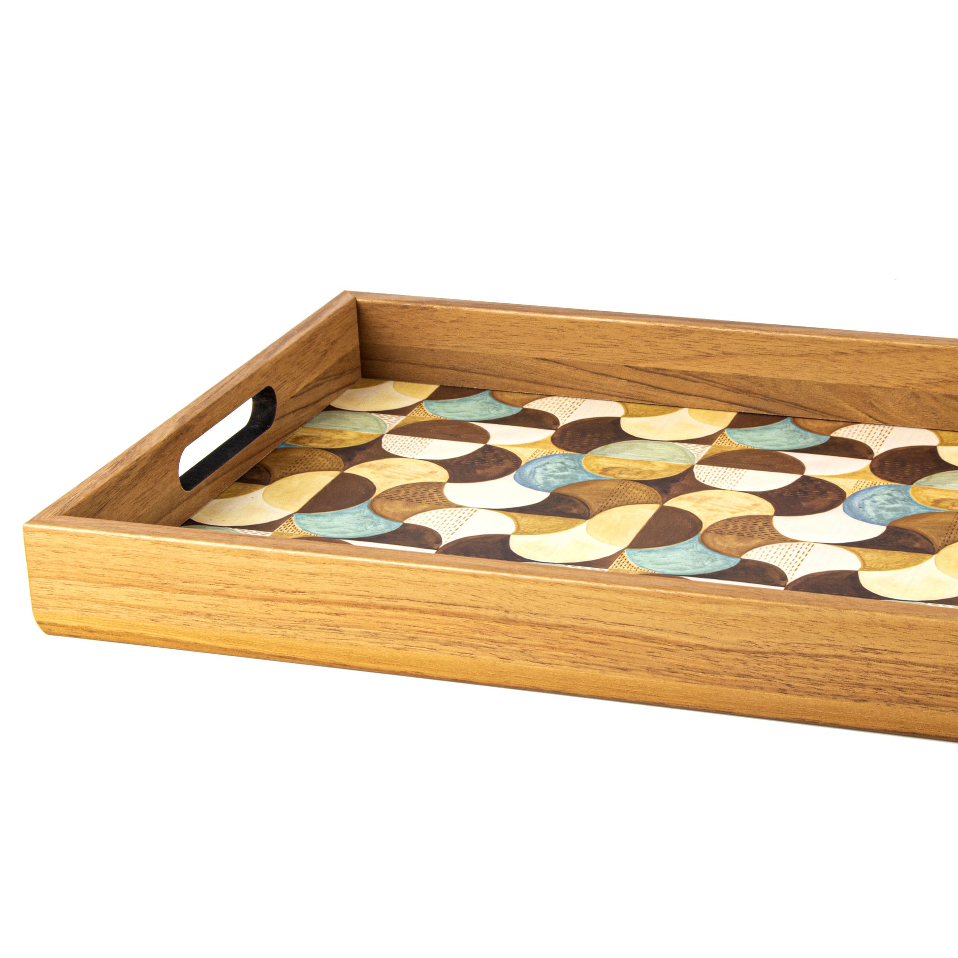 Handcrafted Wooden Tray with Art Deco Turquoise Design - Elegant Home Decor - Premium Decorative Objects from MANOPOULOS Chess & Backgammon - Just €25! Shop now at MANOPOULOS Chess & Backgammon