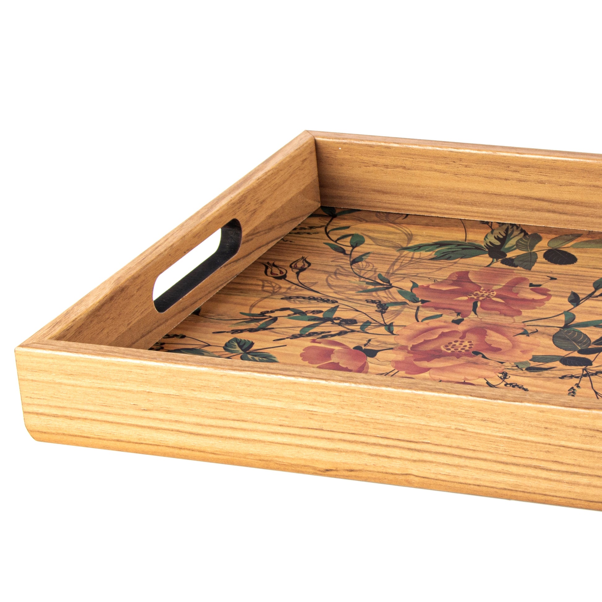Handcrafted Wooden Tray with Floral Design - Elegant Artistic Home Decor - Premium Decorative Objects from MANOPOULOS Chess & Backgammon - Just €25! Shop now at MANOPOULOS Chess & Backgammon
