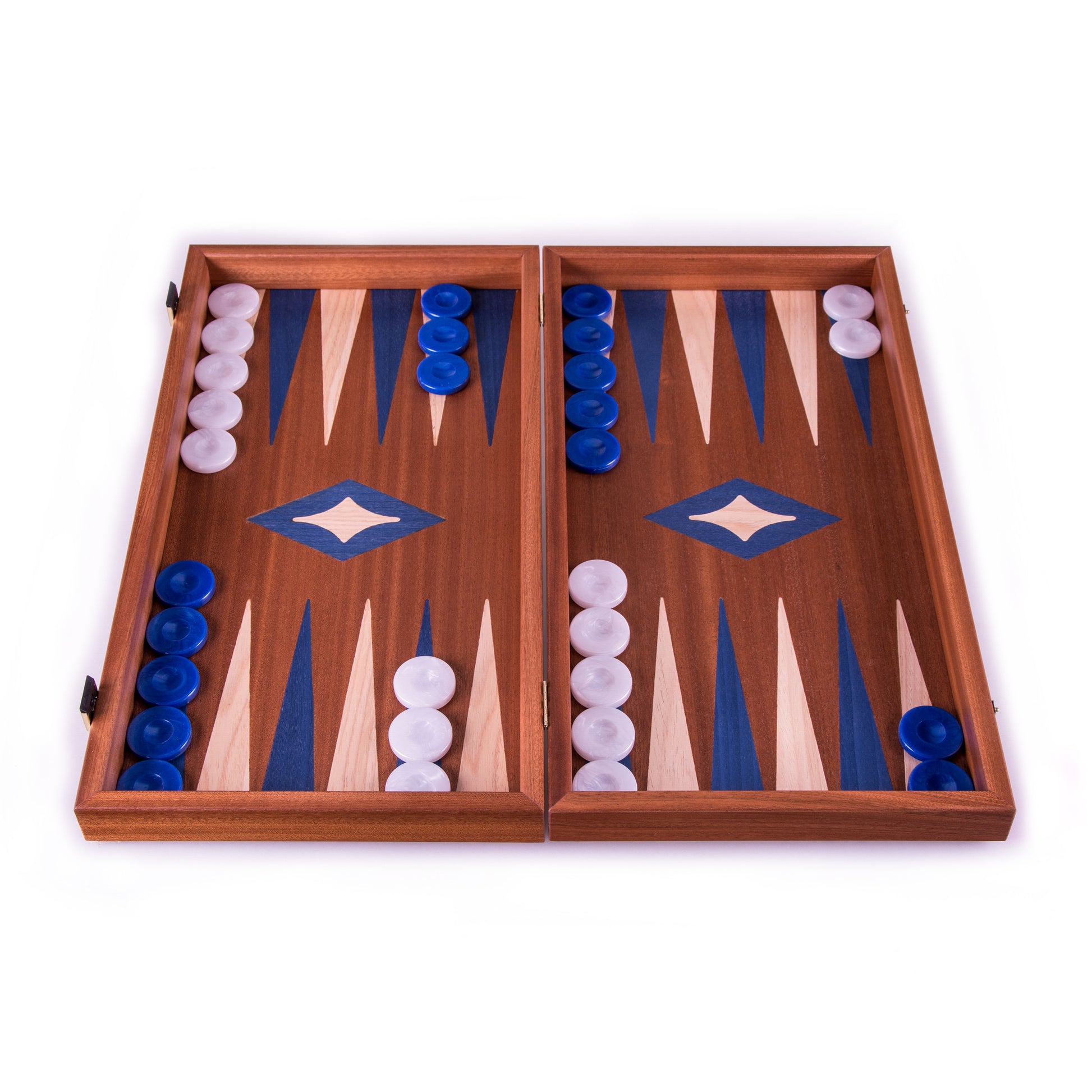 Handcrafted Mahogany 3-in-1 Chess & Backgammon Board in Blue - Premium Backgammon from MANOPOULOS Chess & Backgammon - Just €79.50! Shop now at MANOPOULOS Chess & Backgammon