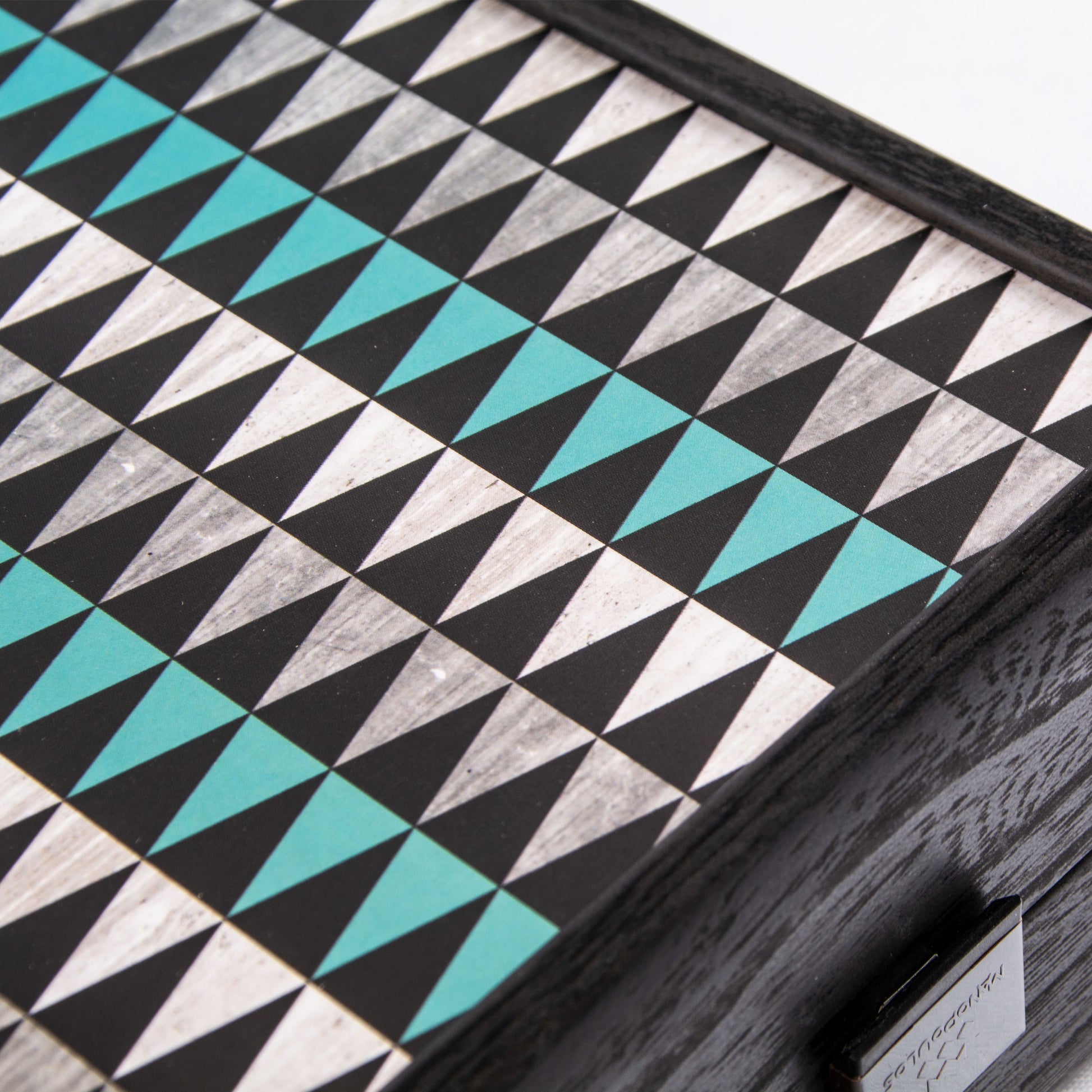 Handcrafted Turquoise Geometric Shapes Backgammon Set - Bold and Modern Design - Premium Backgammon from MANOPOULOS Chess & Backgammon - Just €79! Shop now at MANOPOULOS Chess & Backgammon