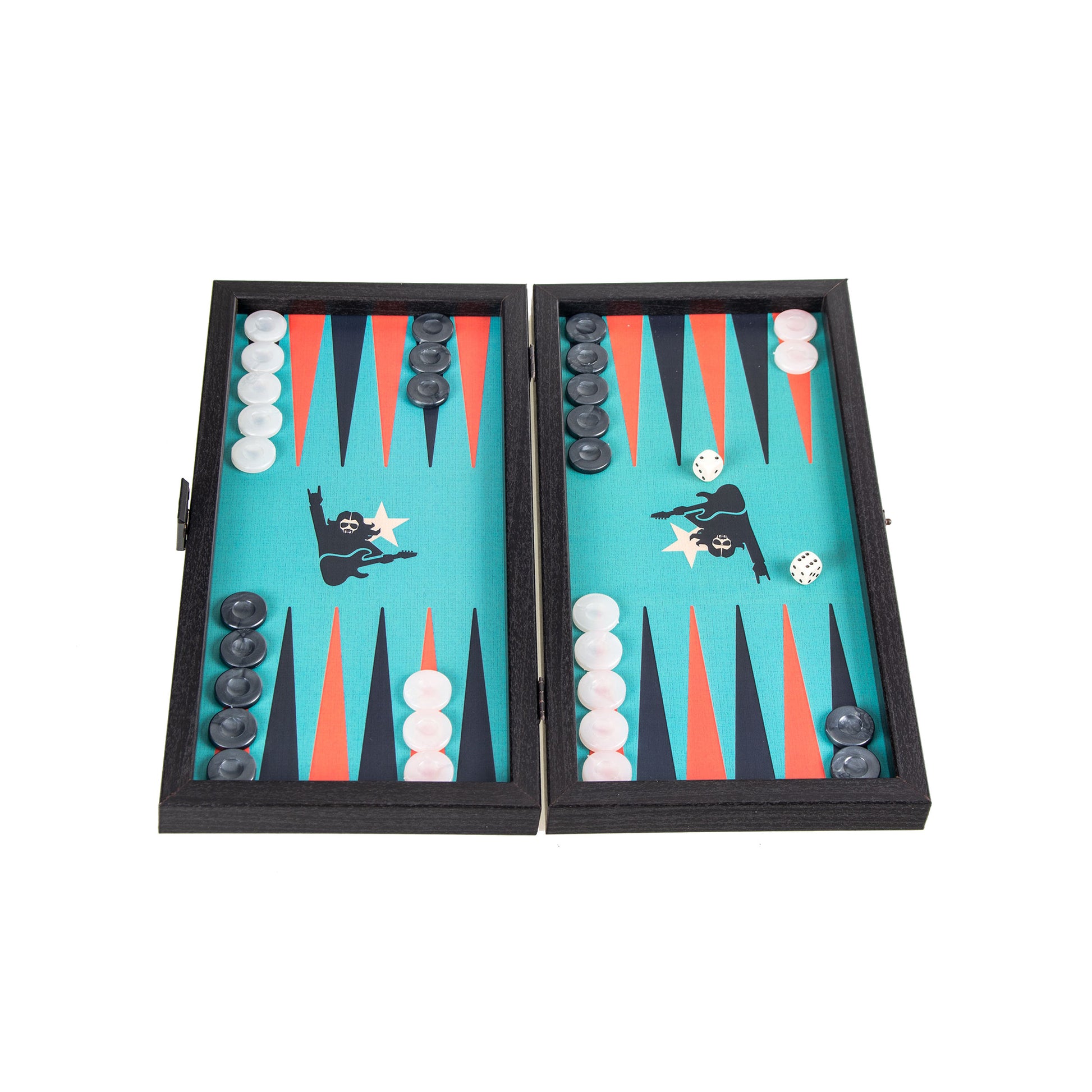 Rock 'n' Roll Travel Size Backgammon Set - Portable and Vibrant Design - Premium Backgammon from MANOPOULOS Chess & Backgammon - Just €39! Shop now at MANOPOULOS Chess & Backgammon