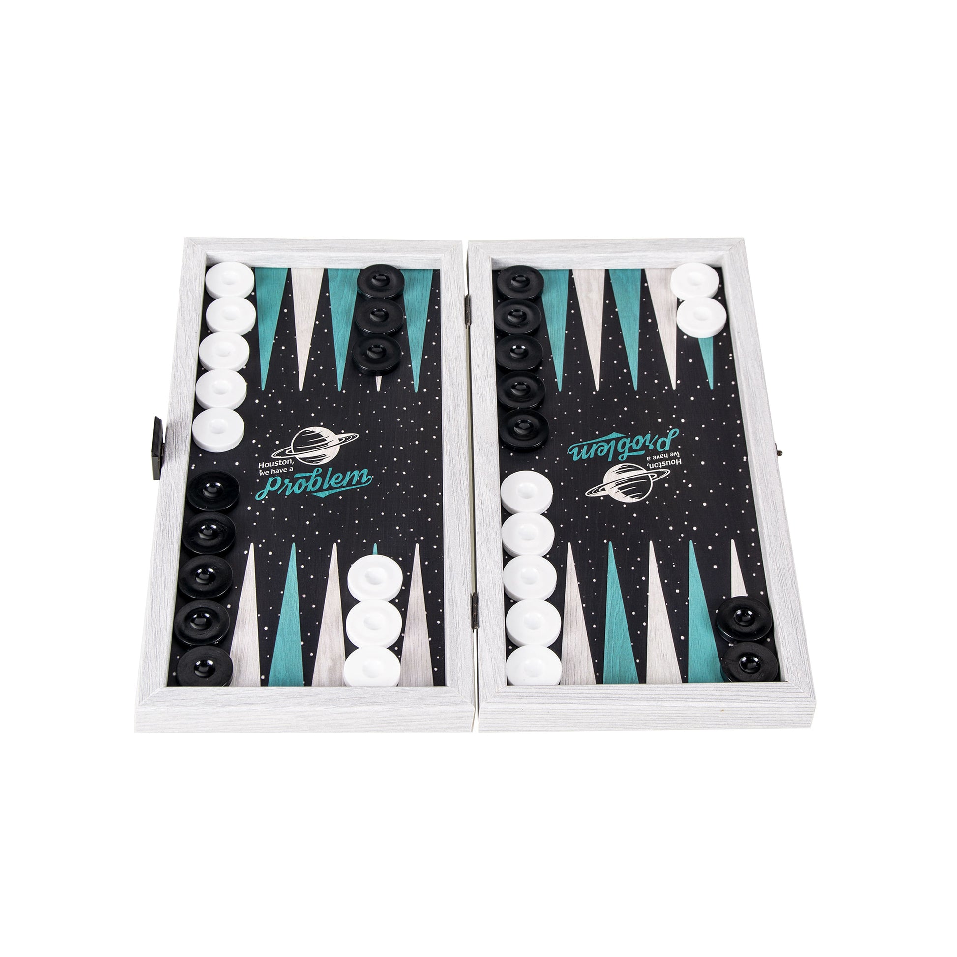 Space Houston Travel Size Backgammon Set - Portable and Cosmic Design - Premium Backgammon from MANOPOULOS Chess & Backgammon - Just €39! Shop now at MANOPOULOS Chess & Backgammon