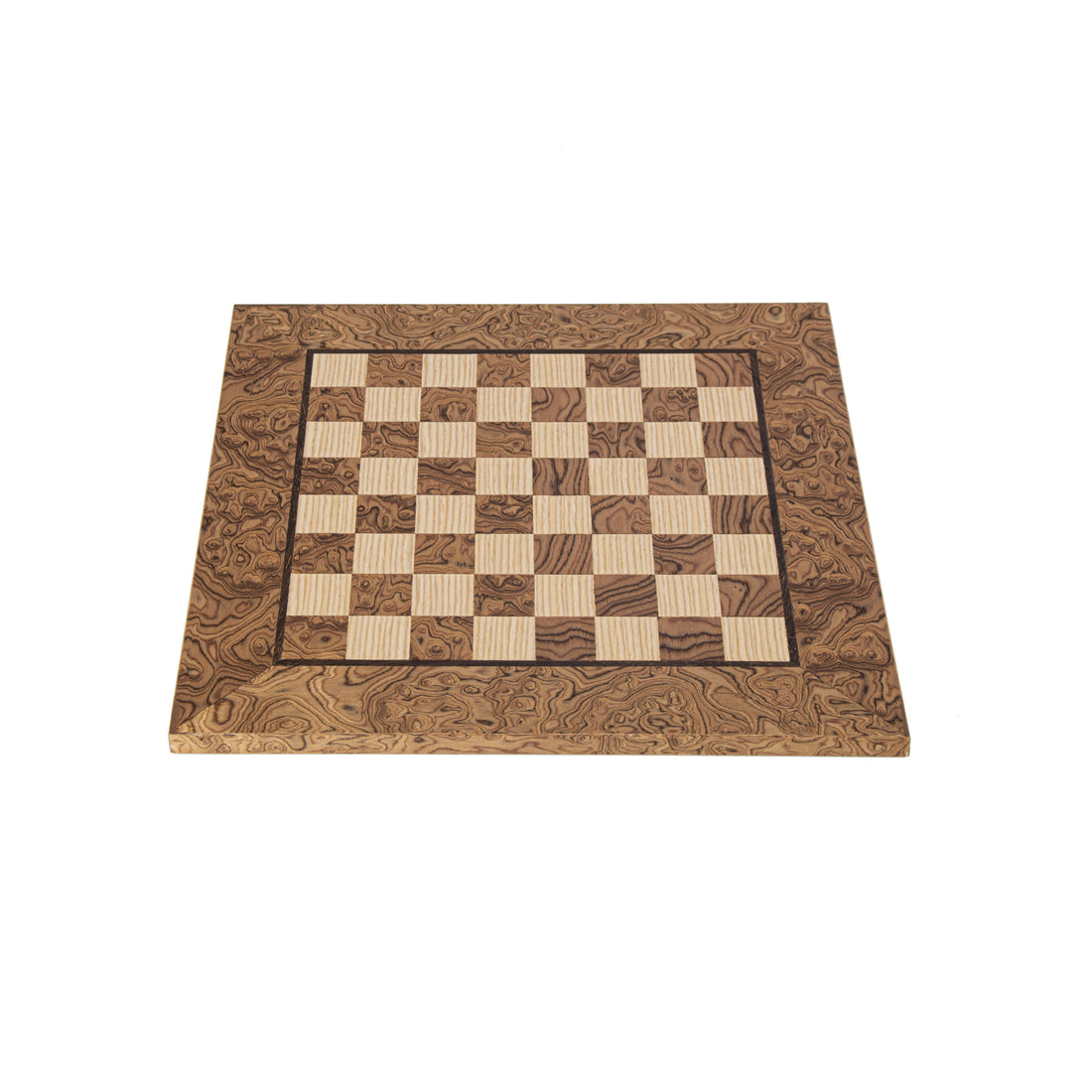 Handcrafted Walnut Burl & Oak Inlaid Chessboard - 34x34cm (Small) - Premium Chess from MANOPOULOS Chess & Backgammon - Just €82.50! Shop now at MANOPOULOS Chess & Backgammon