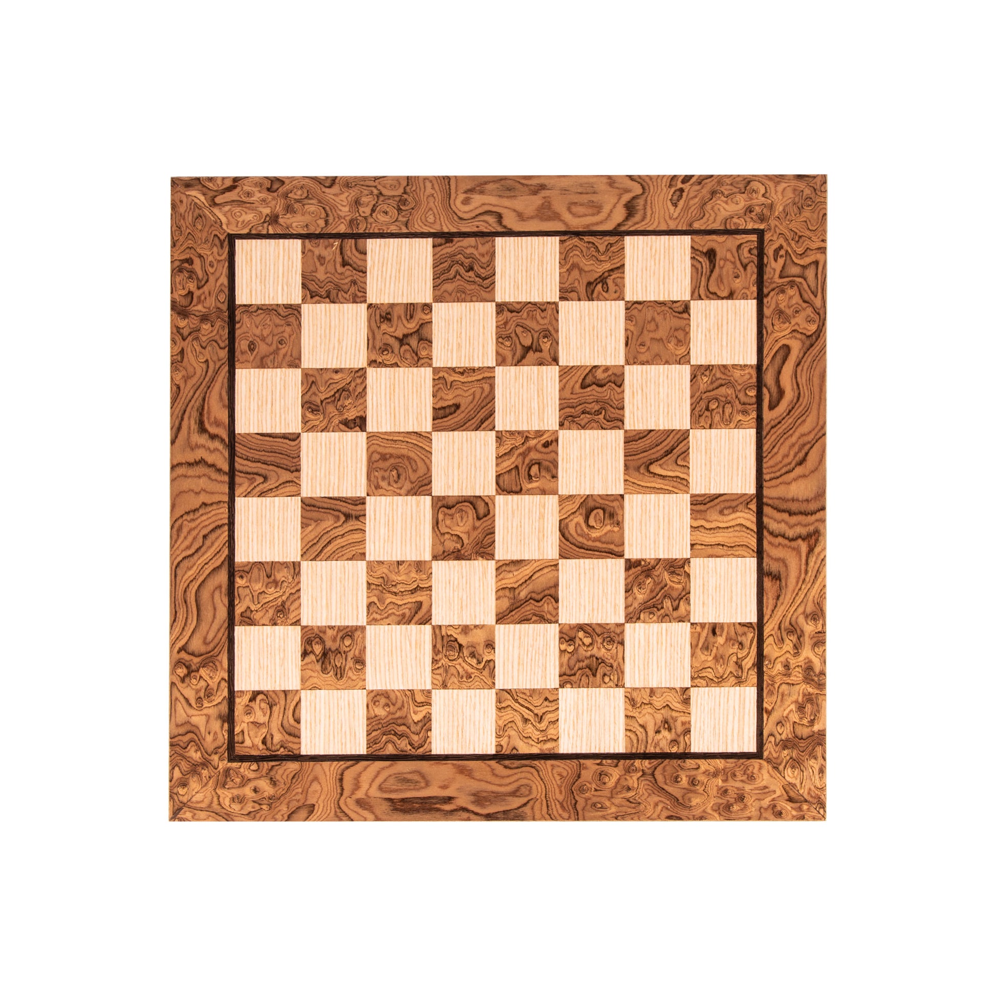 Handcrafted Walnut Burl & Oak Inlaid Chessboard - 40x40cm (Medium) - Premium Chess from MANOPOULOS Chess & Backgammon - Just €106! Shop now at MANOPOULOS Chess & Backgammon