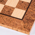 Handcrafted Walnut Burl & Oak Inlaid Chessboard - 50x50cm (Large) - Premium Chess from MANOPOULOS Chess & Backgammon - Just €117! Shop now at MANOPOULOS Chess & Backgammon