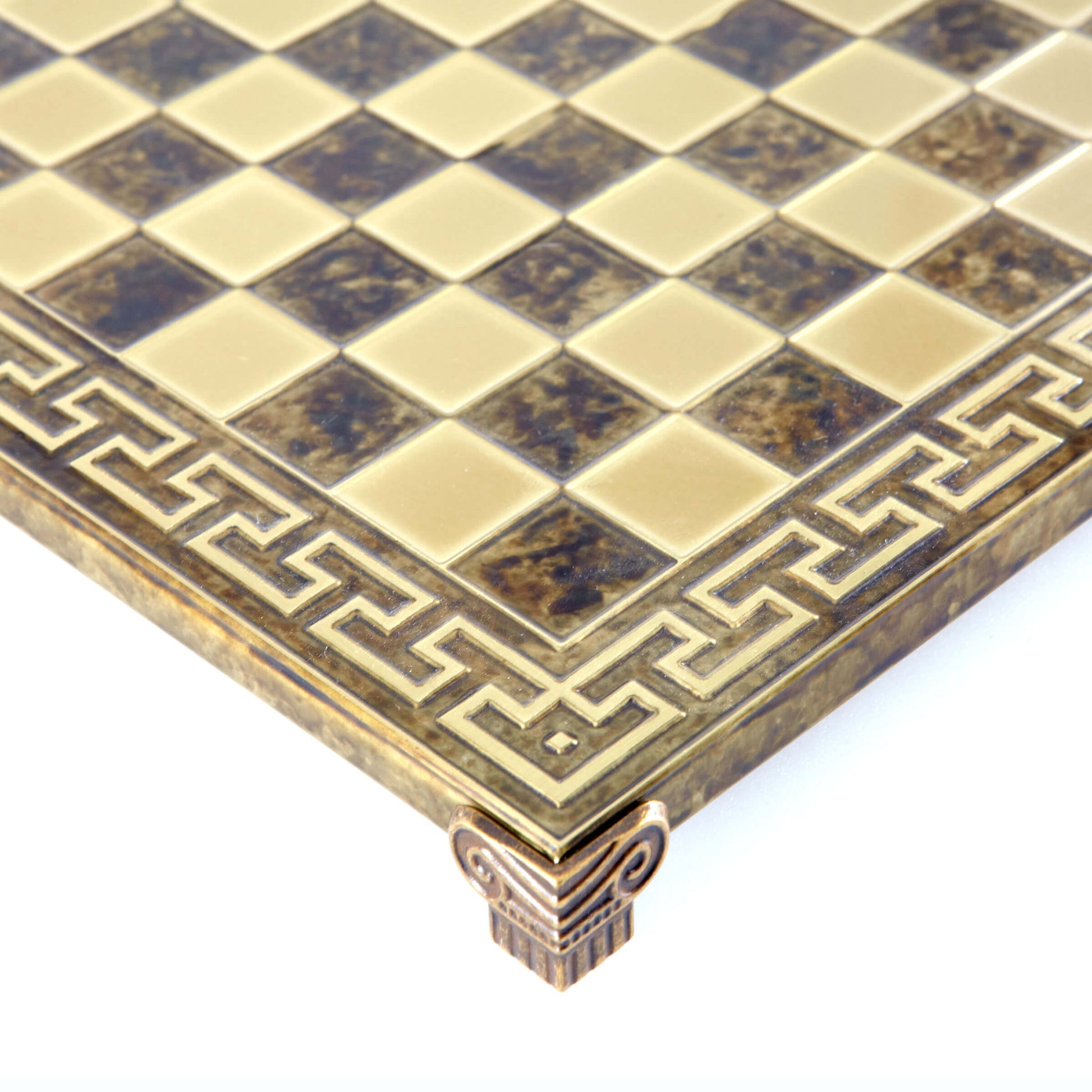 Handcrafted Greek Meander Style Brass Chess Set - 28x28cm (Small) - Premium Chess from MANOPOULOS Chess & Backgammon - Just €69! Shop now at MANOPOULOS Chess & Backgammon