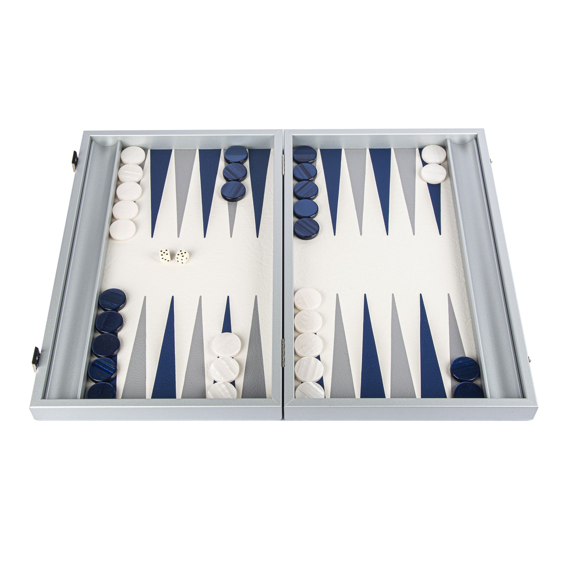 Premium Handcrafted Leatherette Navy Blue Backgammon Set - Premium Backgammon from MANOPOULOS Chess & Backgammon - Just €239! Shop now at MANOPOULOS Chess & Backgammon