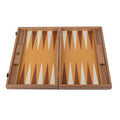 Premium Handcrafted Ostrich Tote Leather Backgammon Set in Dark Beige - Premium Backgammon from MANOPOULOS Chess & Backgammon - Just €340! Shop now at MANOPOULOS Chess & Backgammon